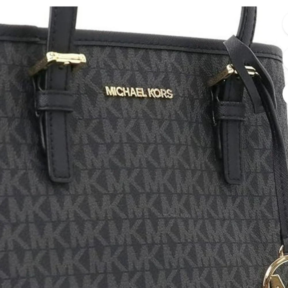 Michael Kors Black Logo Tote Bag with MK Charm - Picture 3 of 11